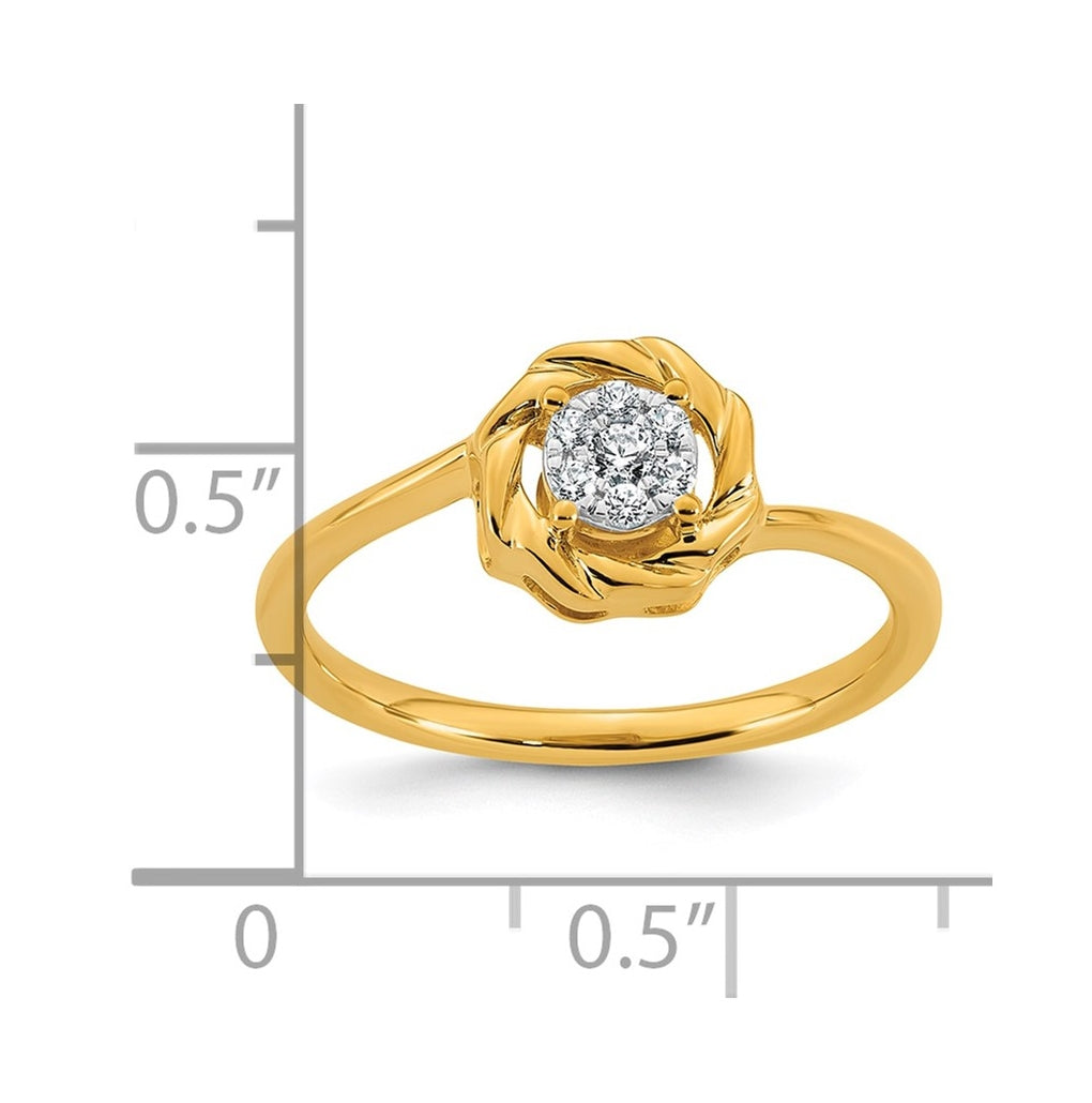 14K Yellow Or White Gold Complete Diamond Cluster Round Engagement Ring