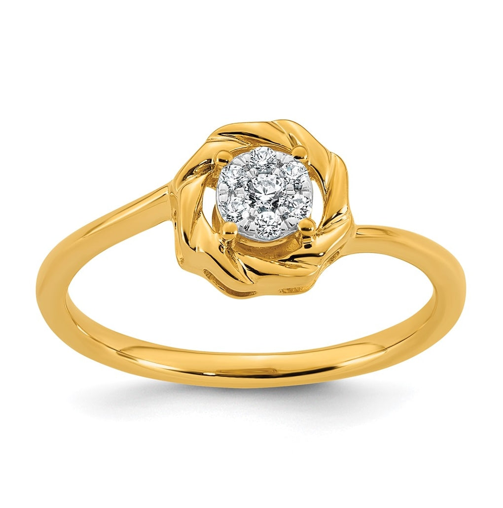 14K Yellow Or White Gold Complete Diamond Cluster Round Engagement Ring