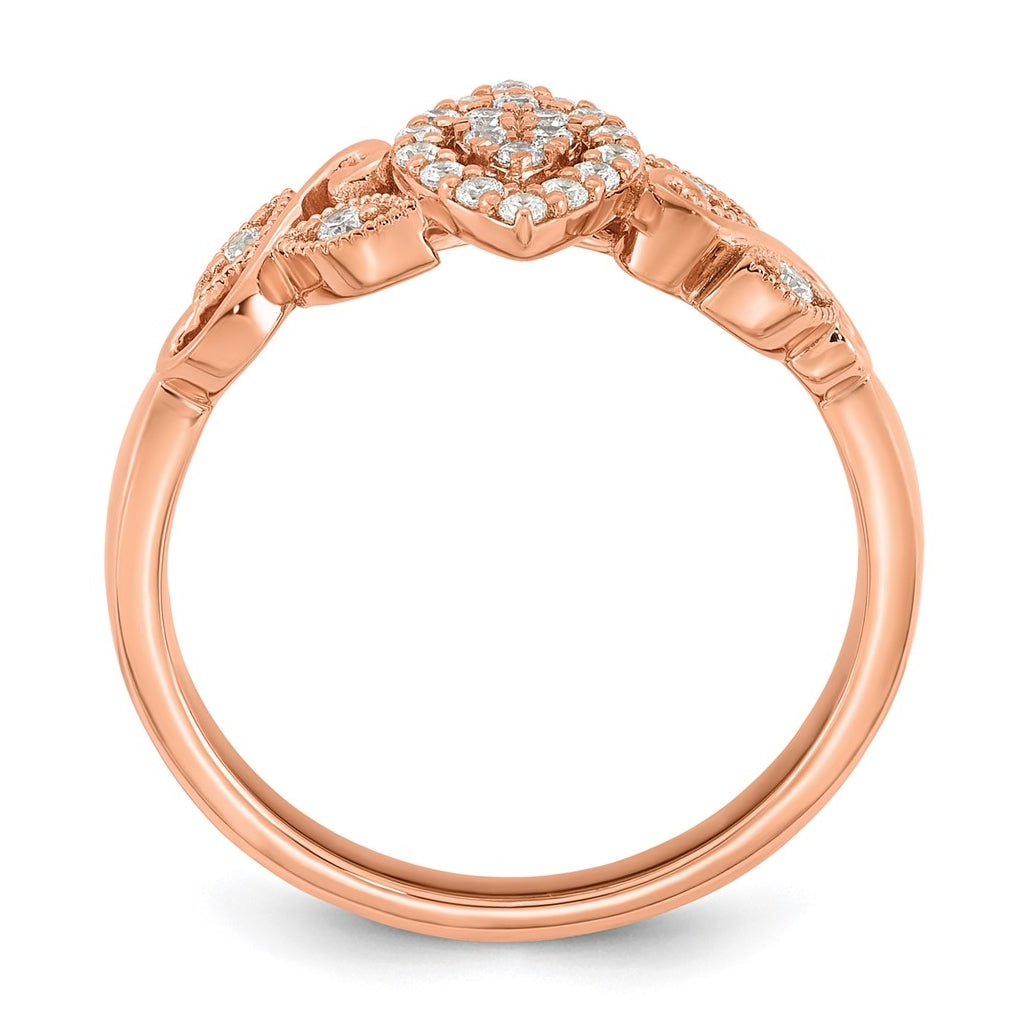 14K Rose Or White Gold Complete Diamond Cluster Marquise Engagement Ring