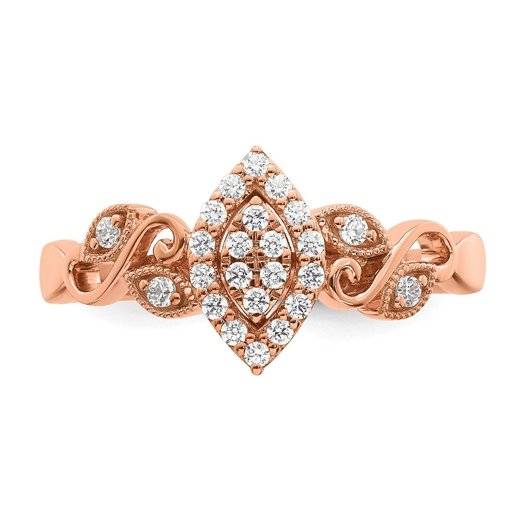 14K Rose Or White Gold Complete Diamond Cluster Marquise Engagement Ring