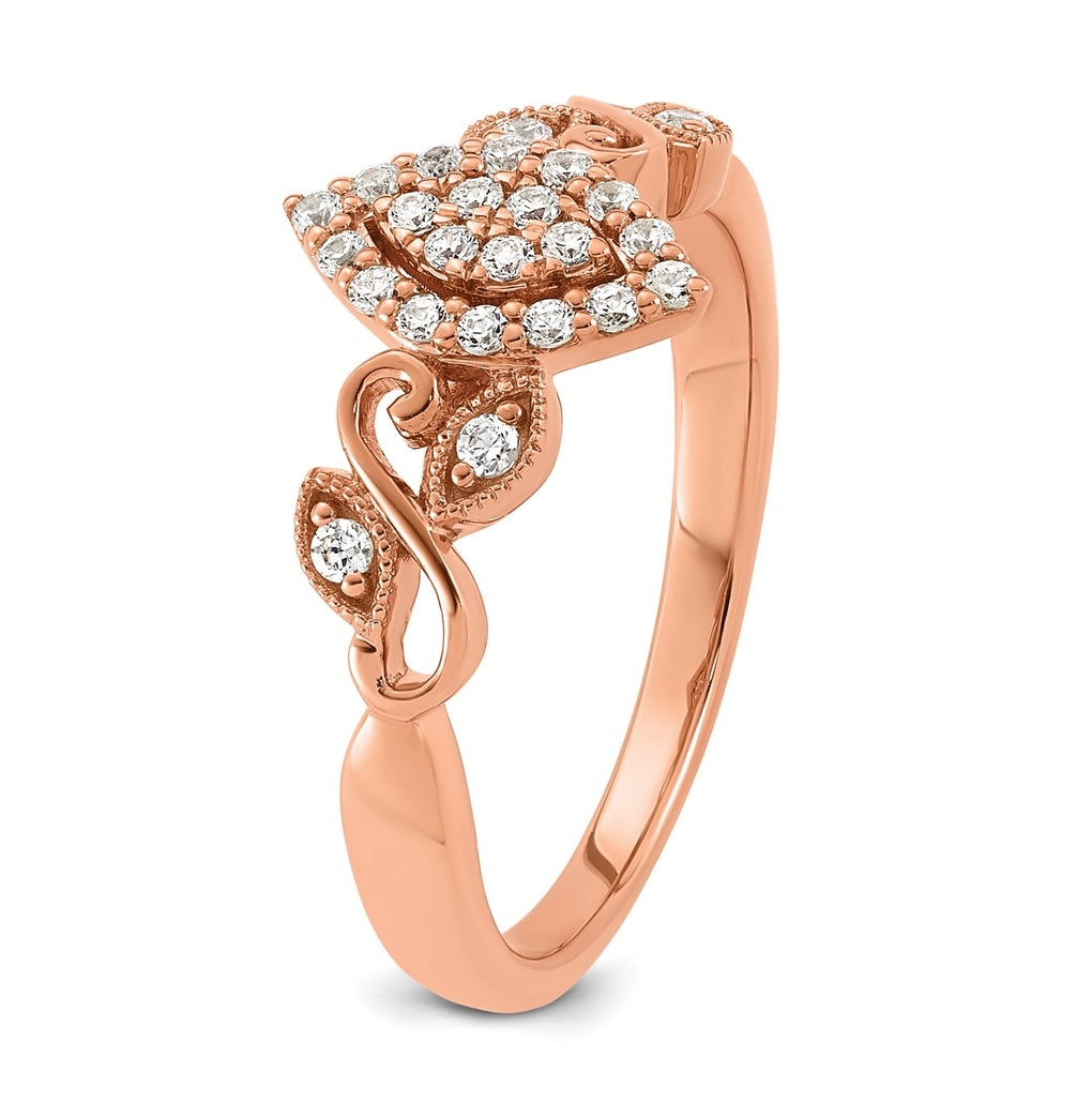 14K Rose Or White Gold Complete Diamond Cluster Marquise Engagement Ring