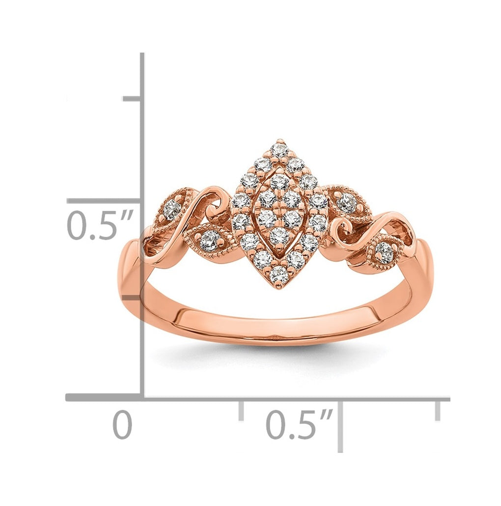 14K Rose Or White Gold Complete Diamond Cluster Marquise Engagement Ring