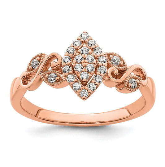 14K Rose Or White Gold Complete Diamond Cluster Marquise Engagement Ring