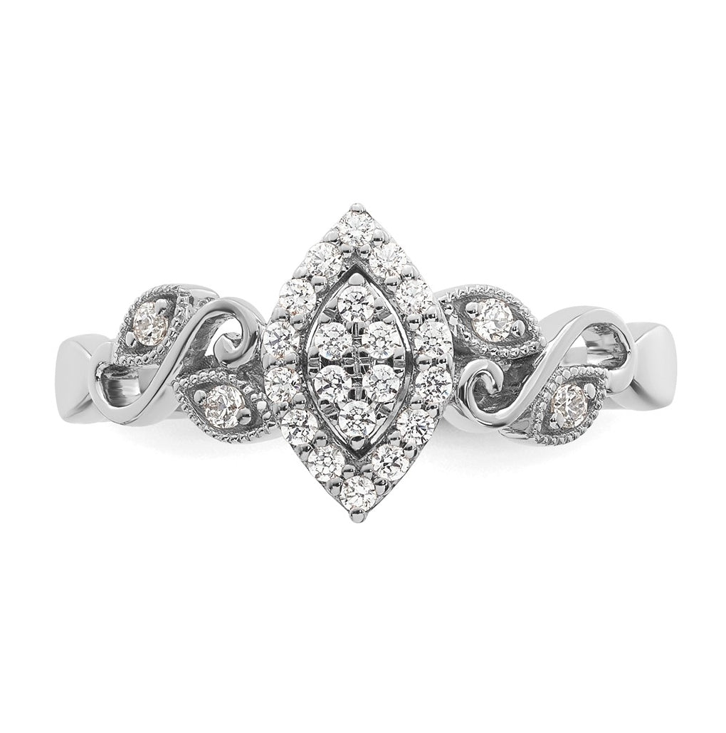 14K Rose Or White Gold Complete Diamond Cluster Marquise Engagement Ring