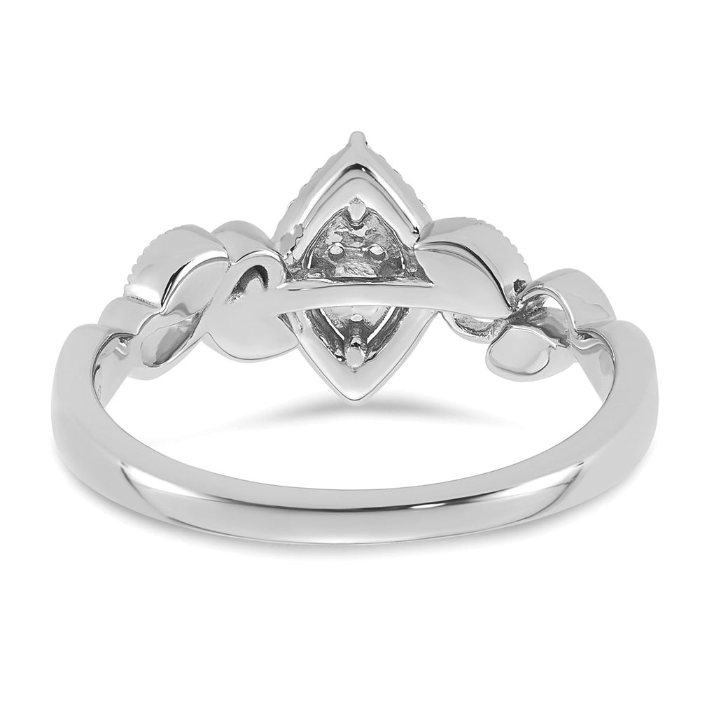 14K Rose Or White Gold Complete Diamond Cluster Marquise Engagement Ring