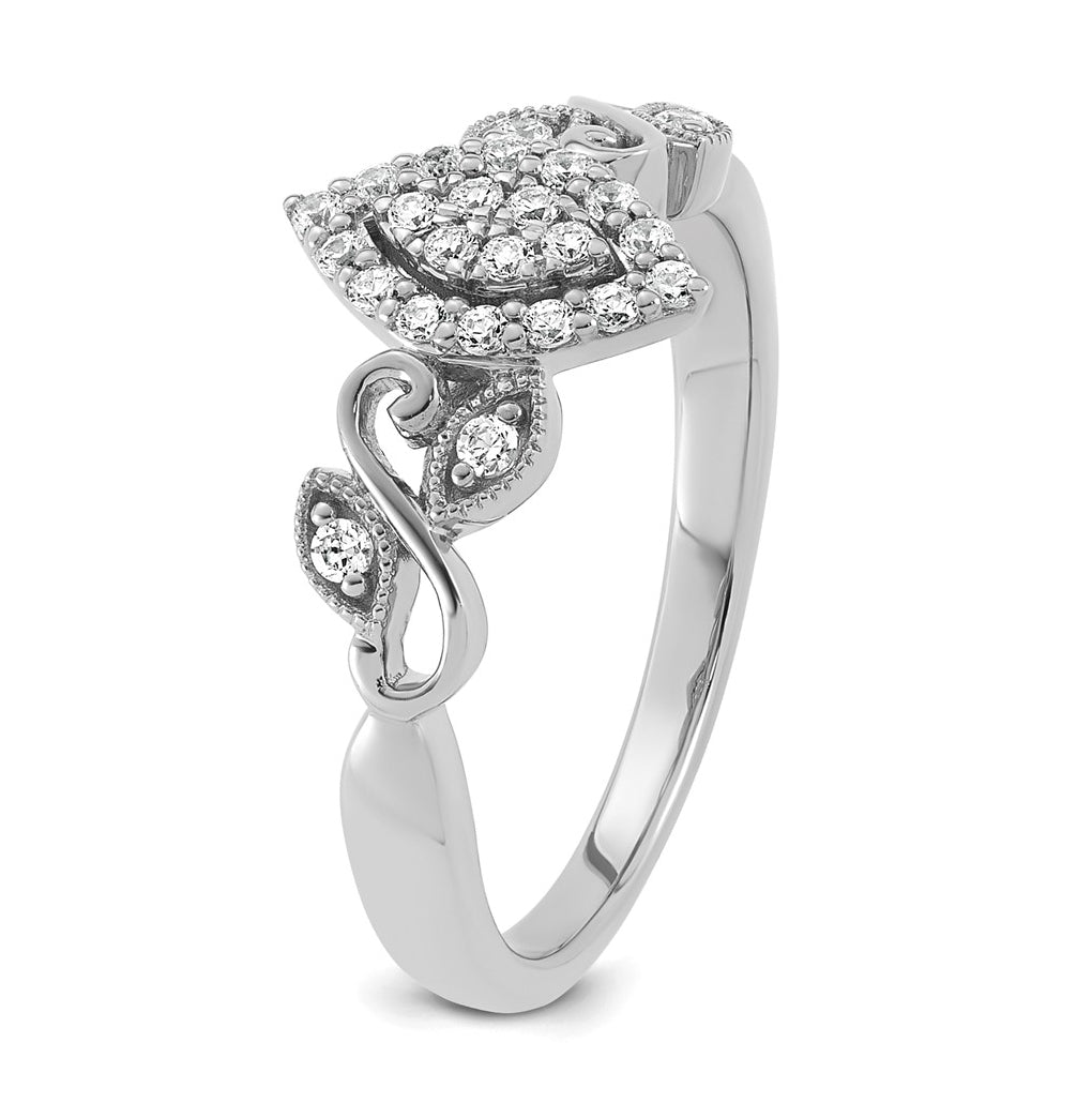 14K Rose Or White Gold Complete Diamond Cluster Marquise Engagement Ring