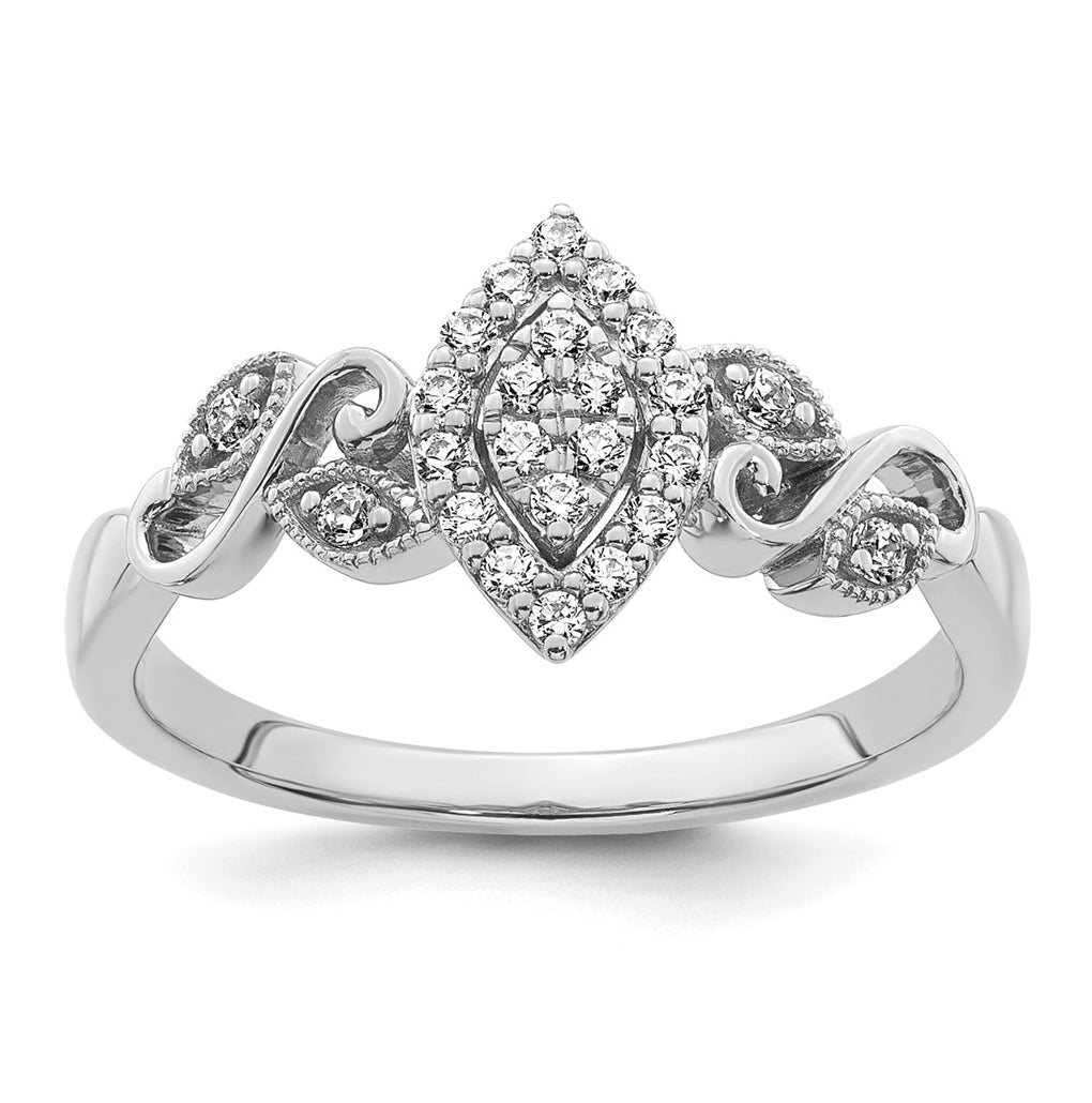 14K Rose Or White Gold Complete Diamond Cluster Marquise Engagement Ring