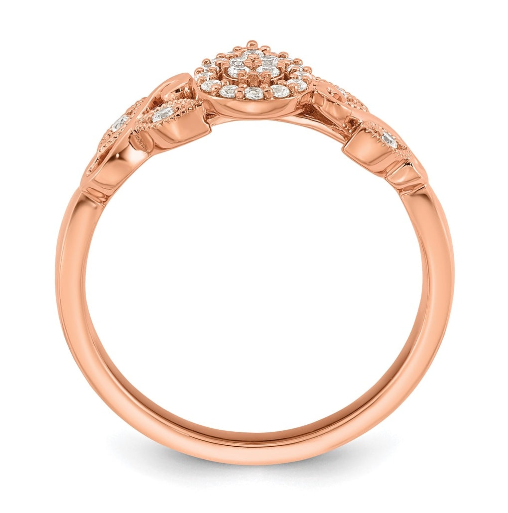 14K Rose Or White Gold Complete Diamond Cluster Teardrop Engagement Ring