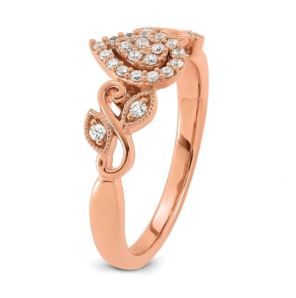 14K Rose Or White Gold Complete Diamond Cluster Teardrop Engagement Ring