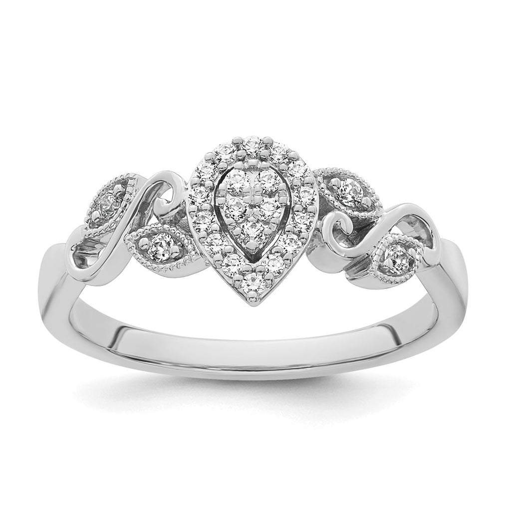 14K Rose Or White Gold Complete Diamond Cluster Teardrop Engagement Ring