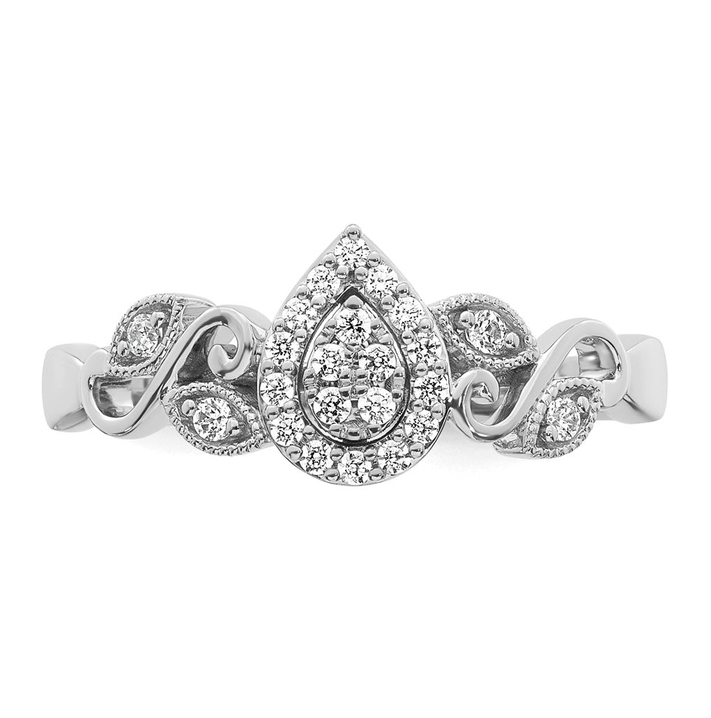 14K Rose Or White Gold Complete Diamond Cluster Teardrop Engagement Ring