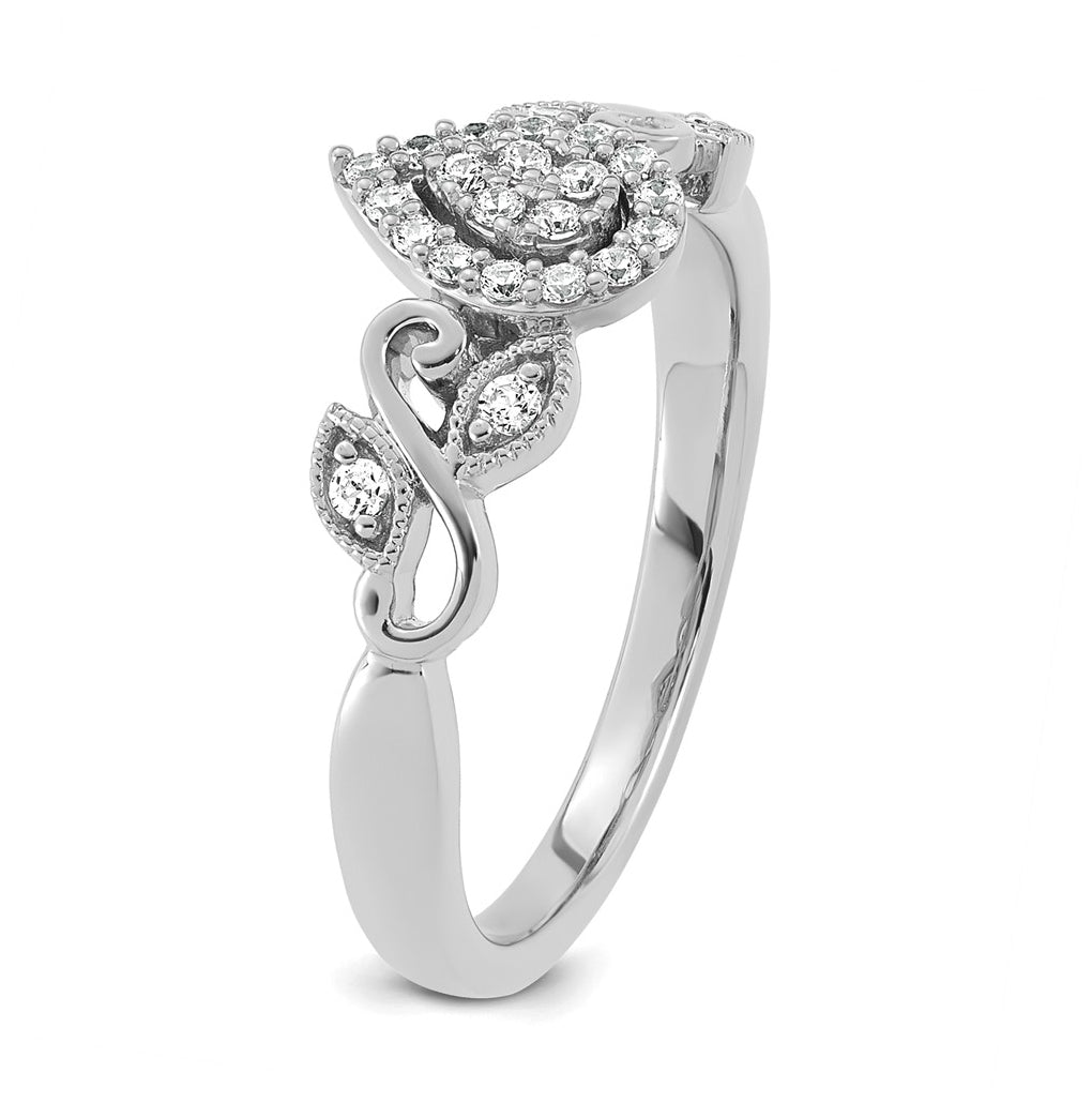 14K Rose Or White Gold Complete Diamond Cluster Teardrop Engagement Ring