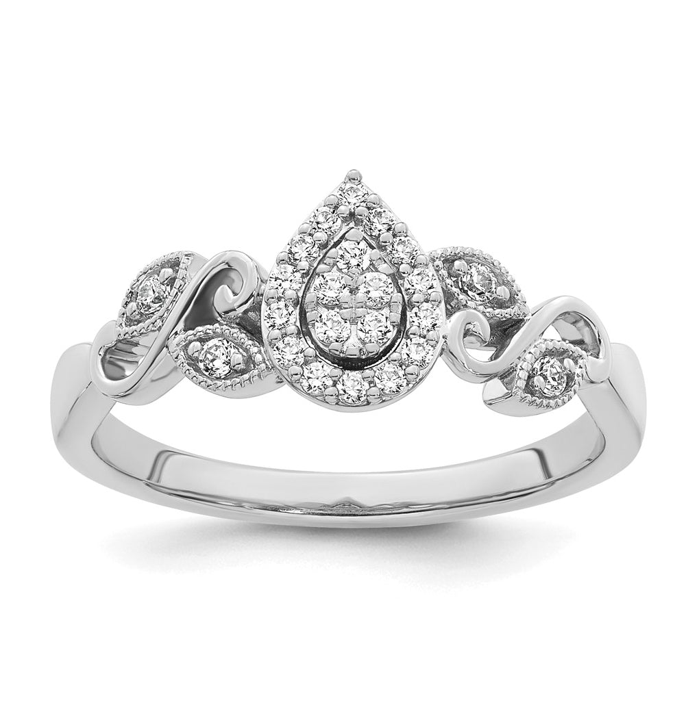 14K Rose Or White Gold Complete Diamond Cluster Teardrop Engagement Ring
