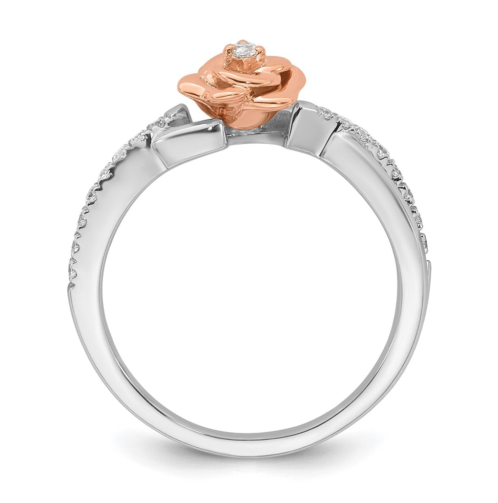 14k Two-tone Complete Diamond Bypass Rose Promise Ring