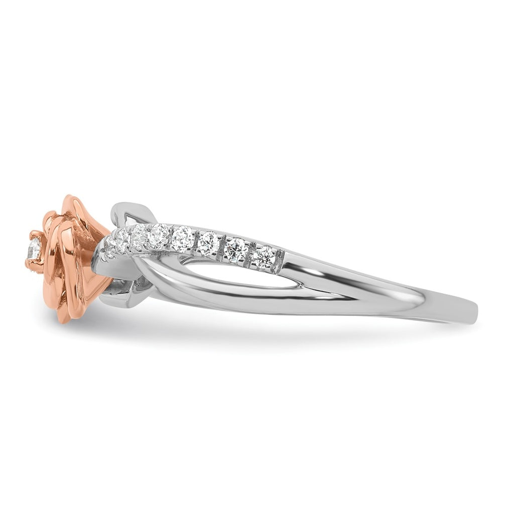 14k Two-tone Complete Diamond Bypass Rose Promise Ring