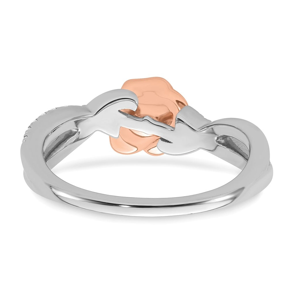 14k Two-tone Complete Diamond Bypass Rose Promise Ring