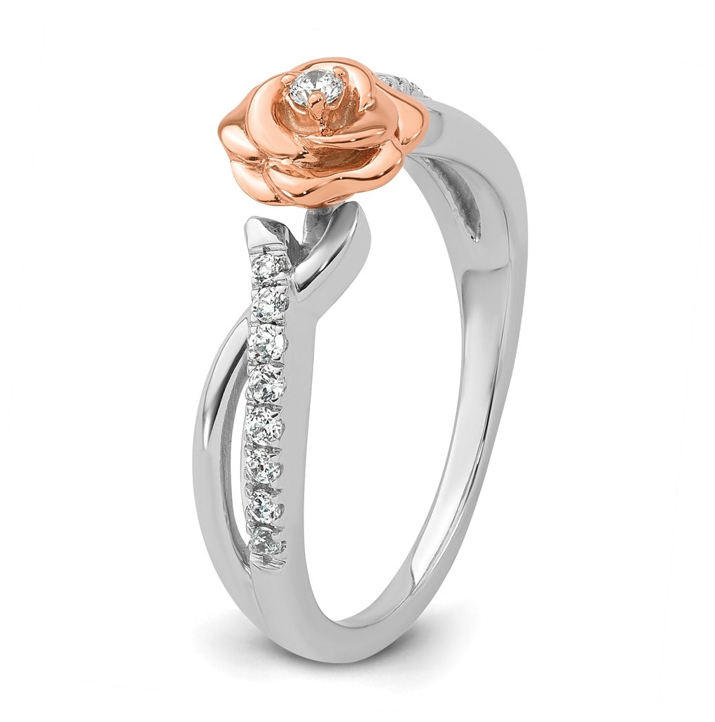 14k Two-tone Complete Diamond Bypass Rose Promise Ring