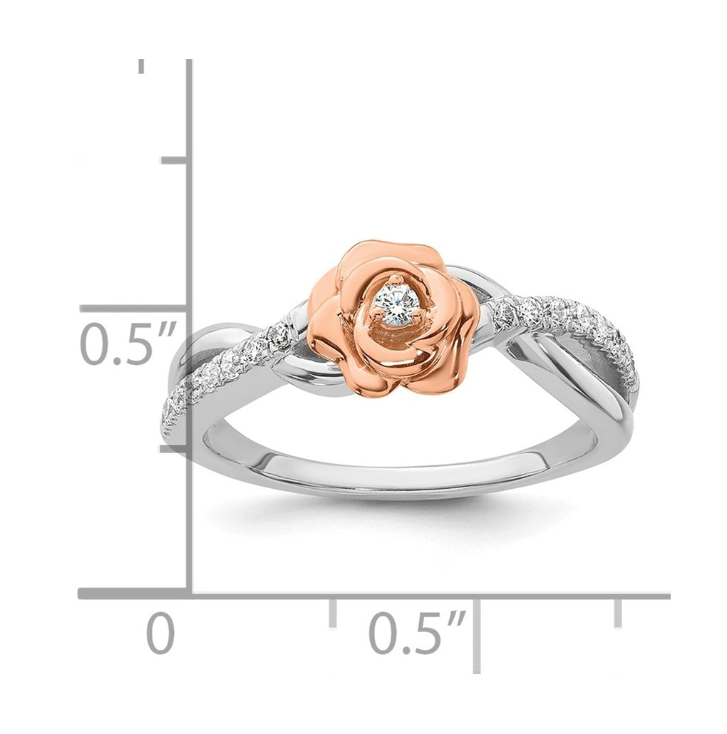 14k Two-tone Complete Diamond Bypass Rose Promise Ring