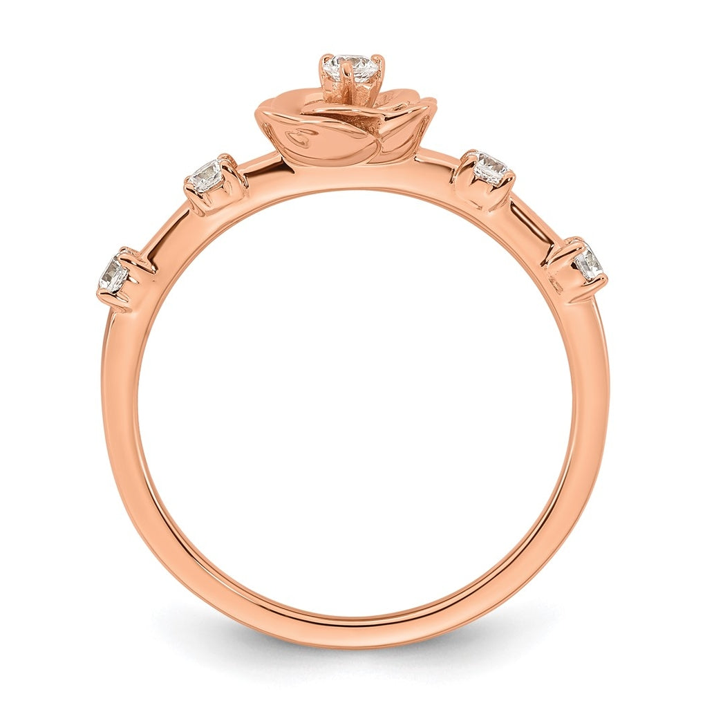 14K Rose Gold Complete Diamond Rose Promise Ring