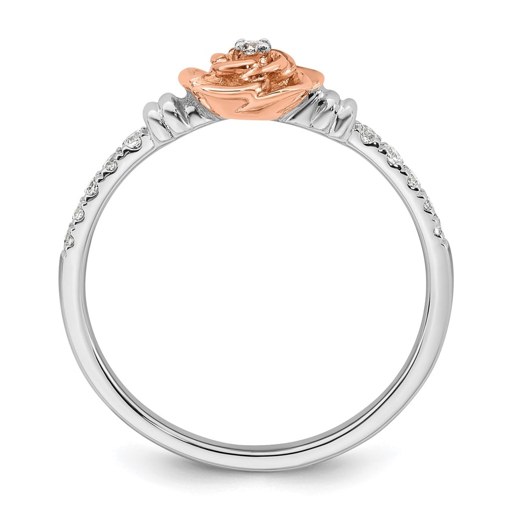 14k Two-tone Complete Diamond Rose Promise Ring