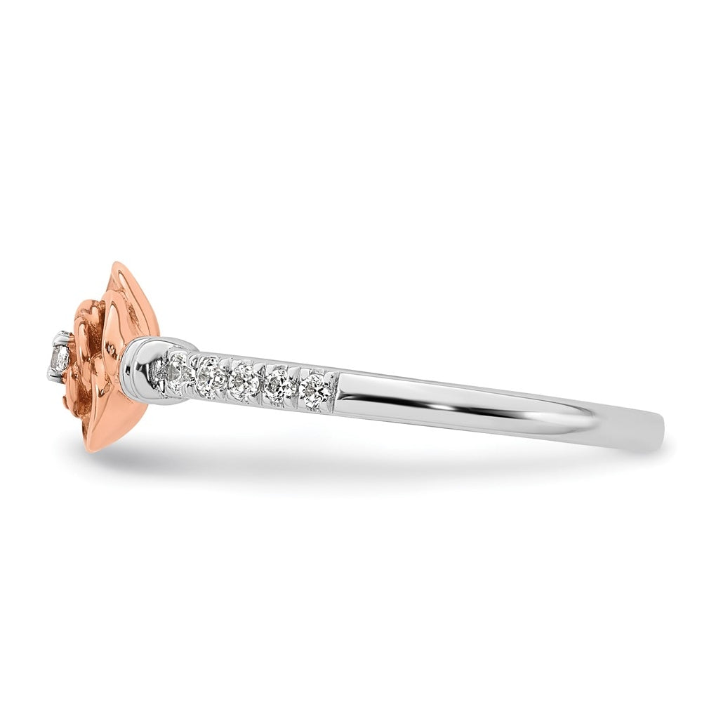 14k Two-tone Complete Diamond Rose Promise Ring