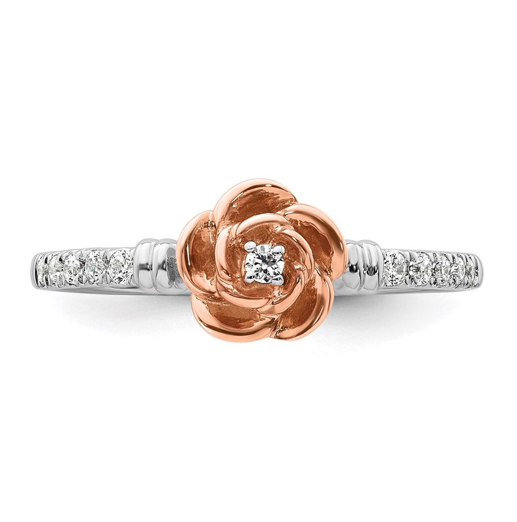 14k Two-tone Complete Diamond Rose Promise Ring