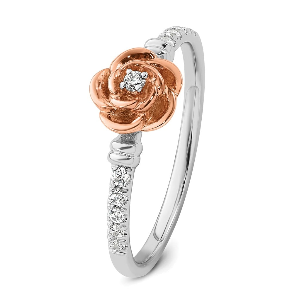 14k Two-tone Complete Diamond Rose Promise Ring
