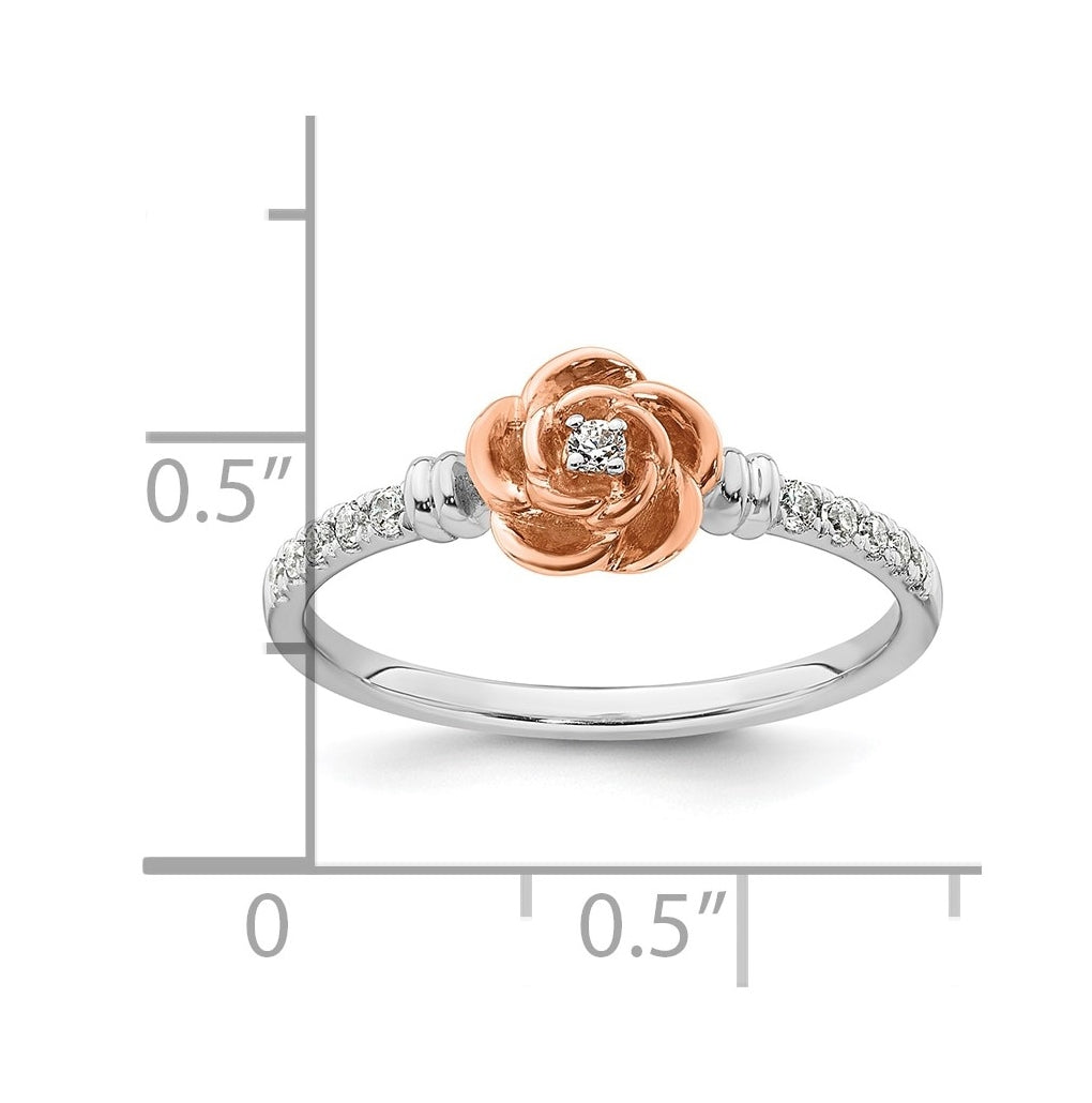 14k Two-tone Complete Diamond Rose Promise Ring