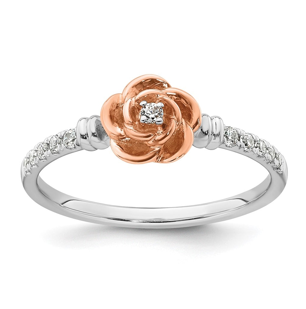 14k Two-tone Complete Diamond Rose Promise Ring