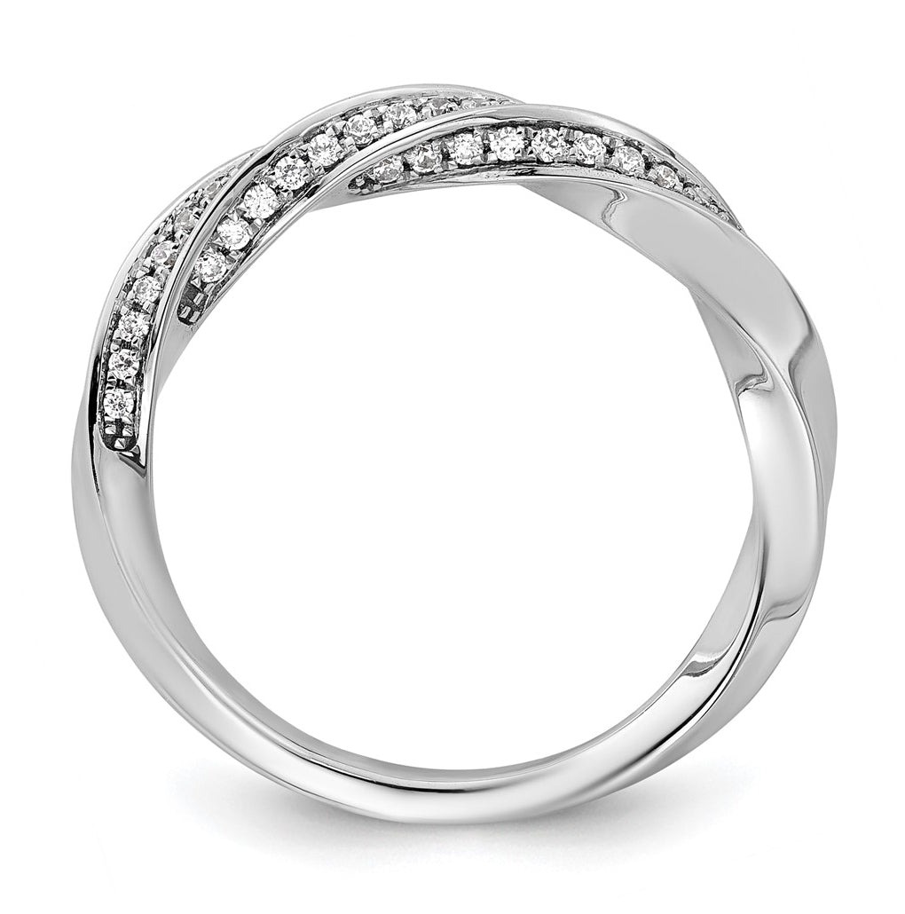 14k White Gold Complete Diamond Twisted Wedding Band