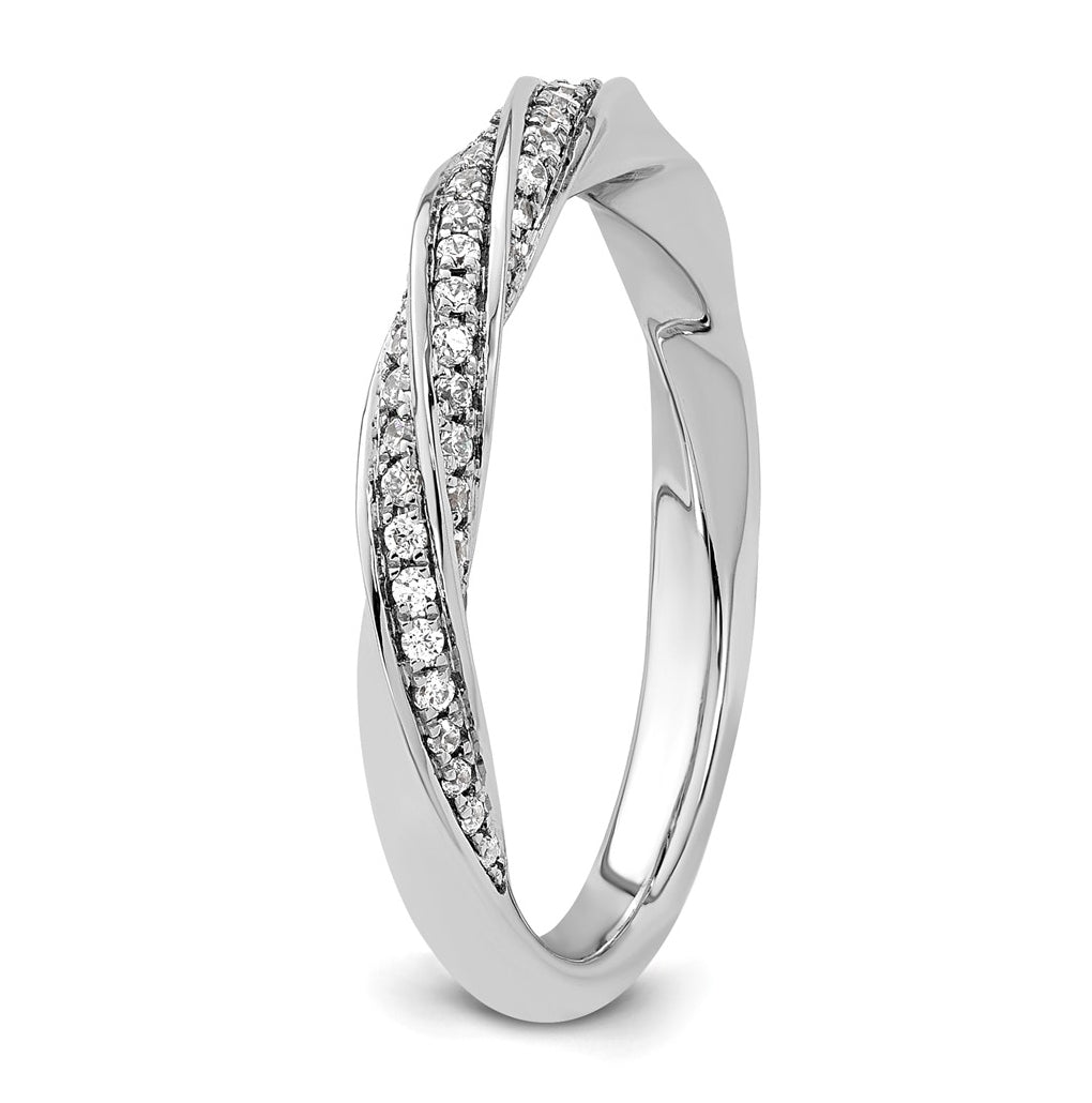 14k White Gold Complete Diamond Twisted Wedding Band
