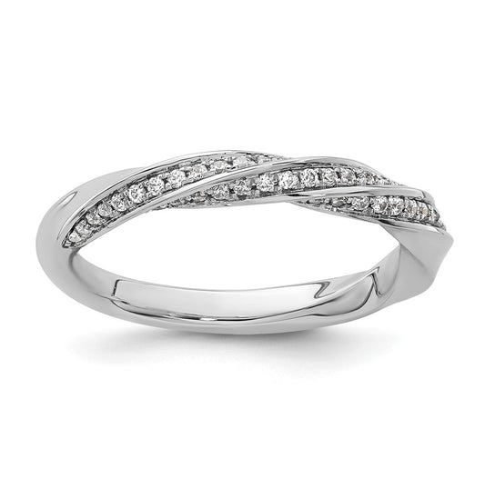 14k White Gold Complete Diamond Twisted Wedding Band
