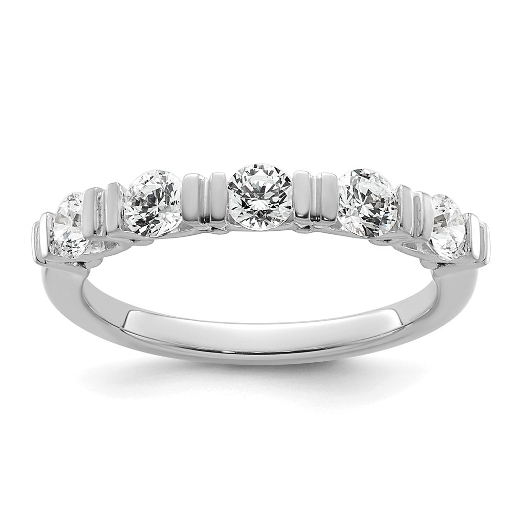 14K Yellow Or White Gold Complete Diamond Tension Set 5-Stone Wedding Band