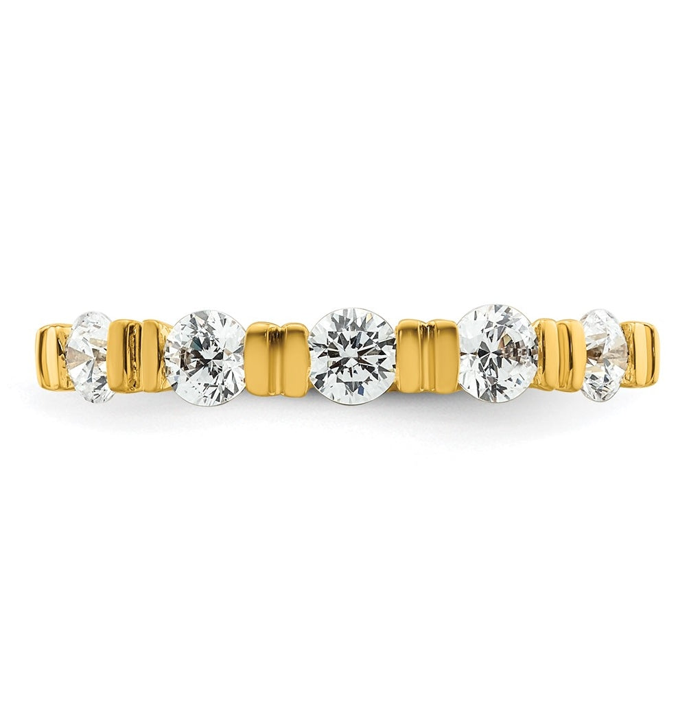 14K Yellow Or White Gold Complete Diamond Tension Set 5-Stone Wedding Band