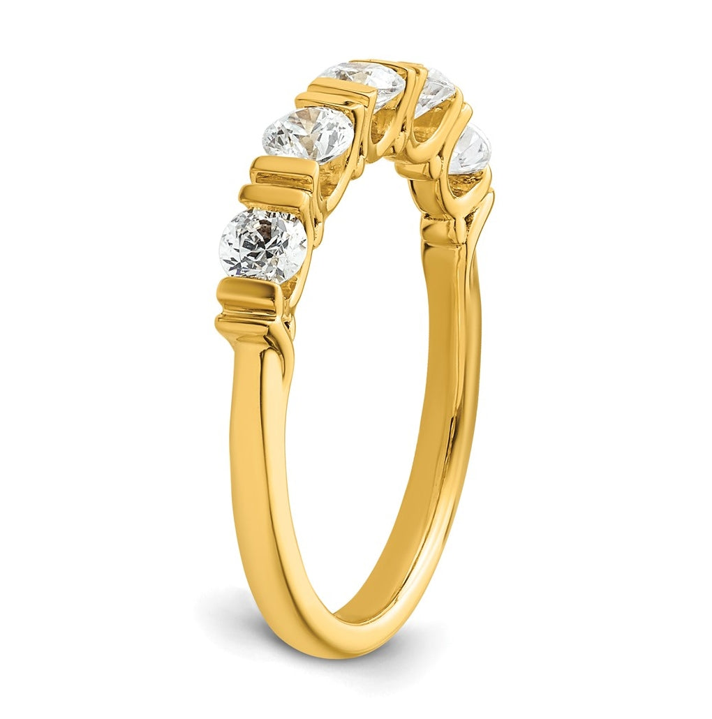 14K Yellow Or White Gold Complete Diamond Tension Set 5-Stone Wedding Band