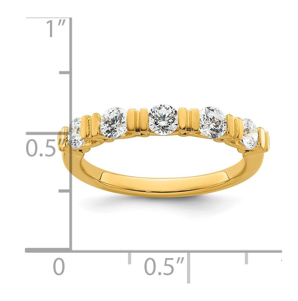 14K Yellow Or White Gold Complete Diamond Tension Set 5-Stone Wedding Band