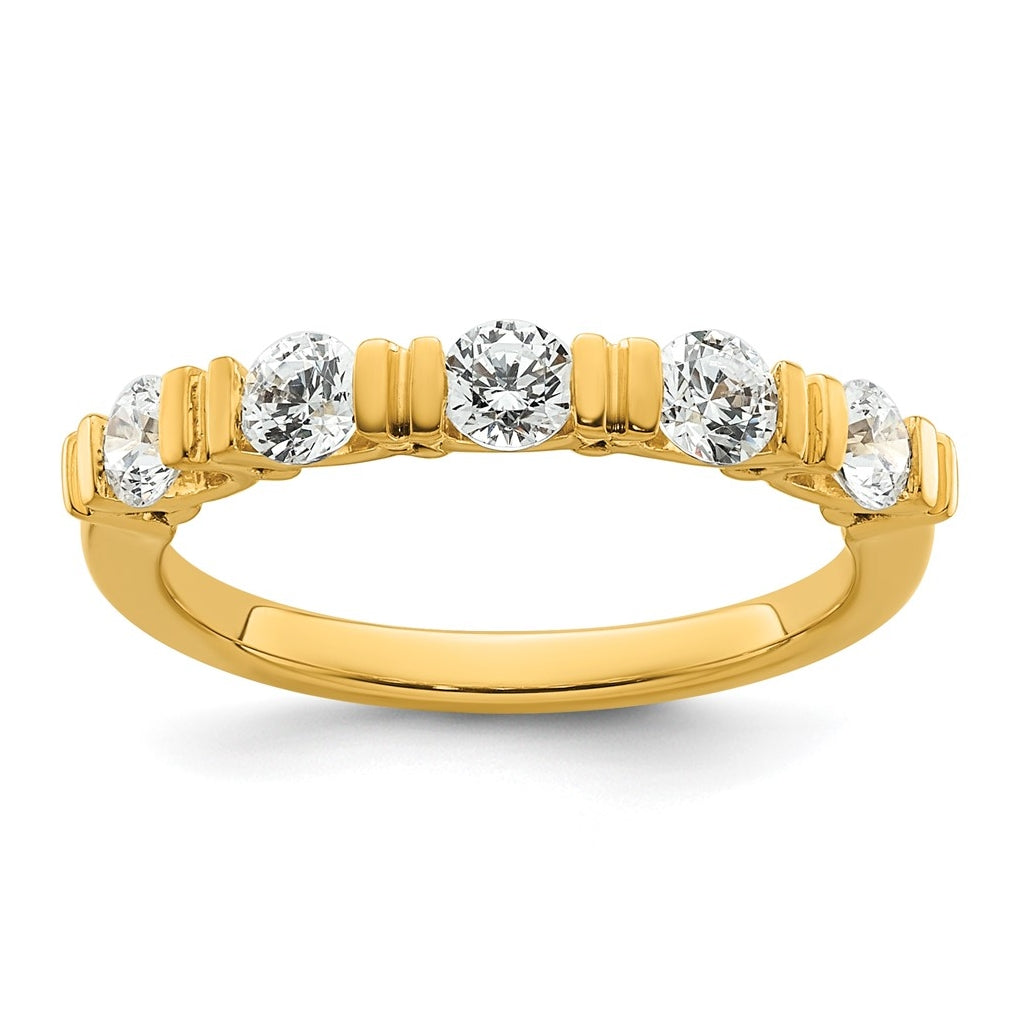 14K Yellow Or White Gold Complete Diamond Tension Set 5-Stone Wedding Band