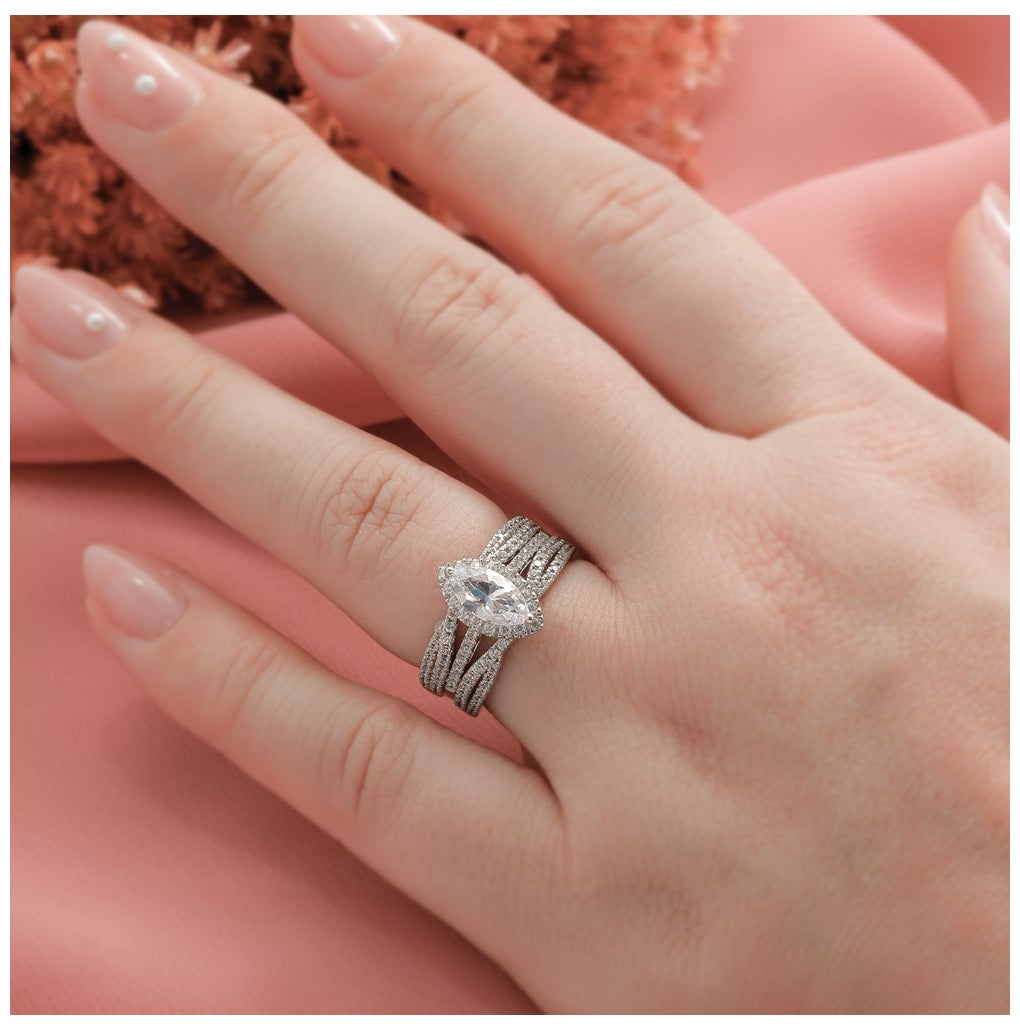 14k White Gold Complete Diamond Ring Guard