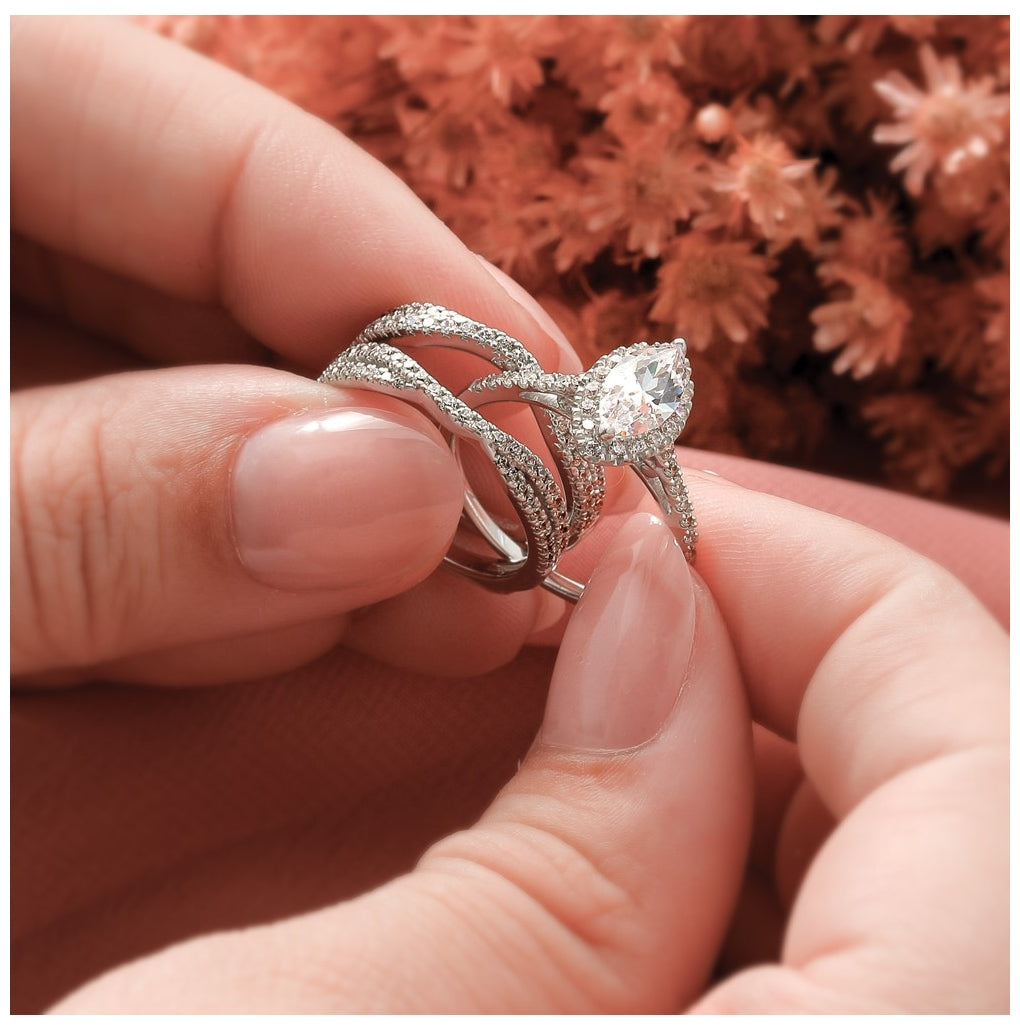 14k White Gold Complete Diamond Ring Guard