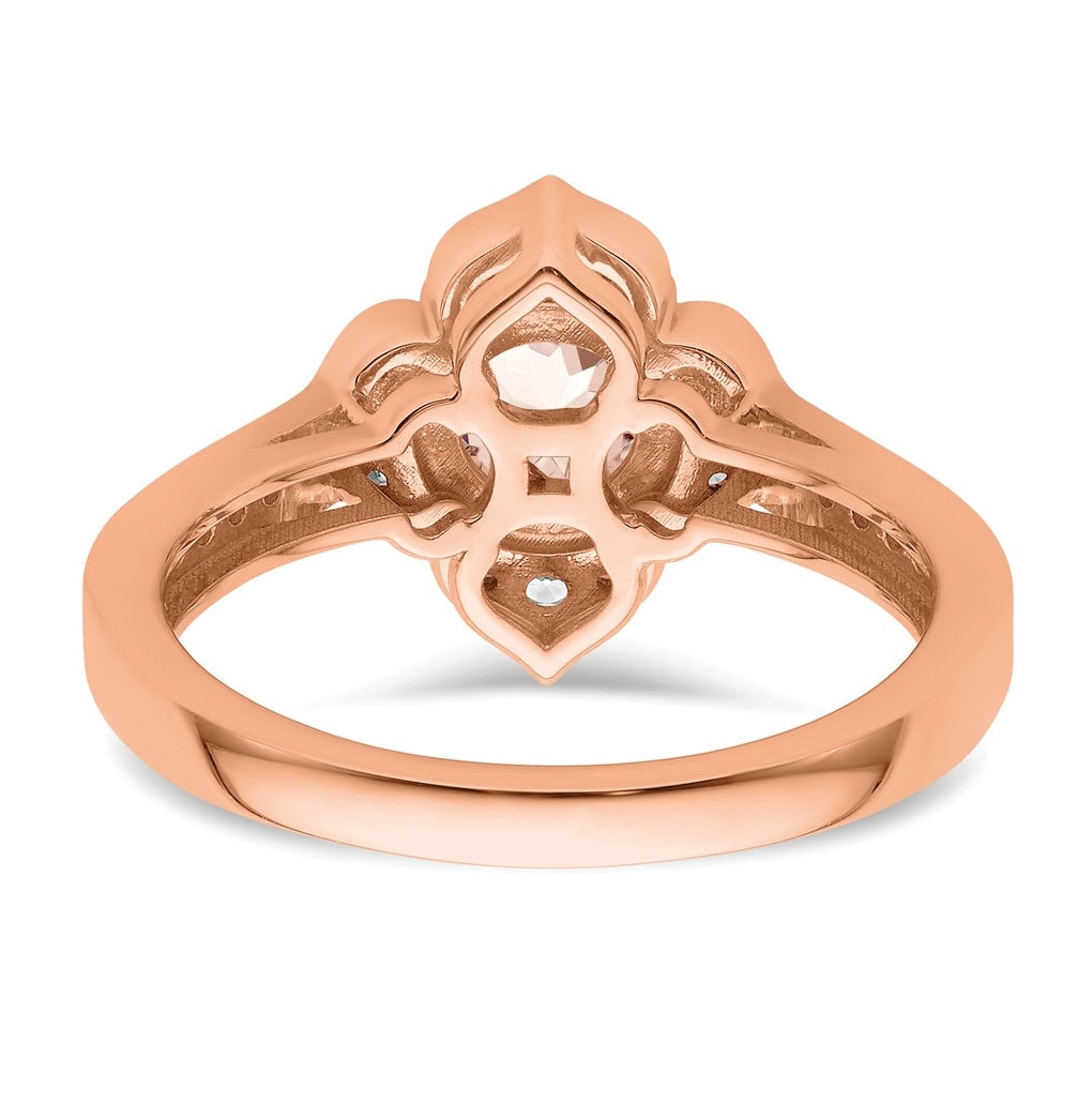 14k Rose Gold Complete Diamond/Morganite Round Engagement Ring