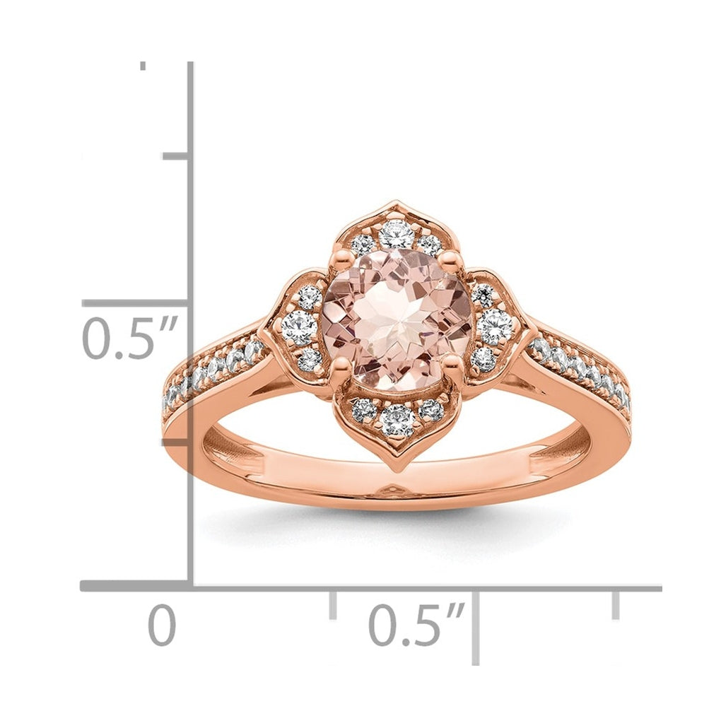 14k Rose Gold Complete Diamond/Morganite Round Engagement Ring