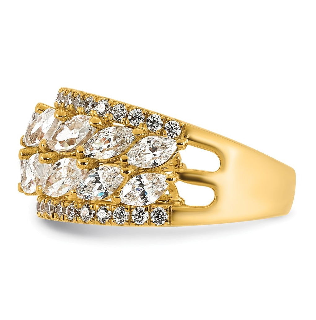 14k Yellow Gold 3 1/4 carat Lab Grown Diamond VS+ F+ Complete Fashion Ring