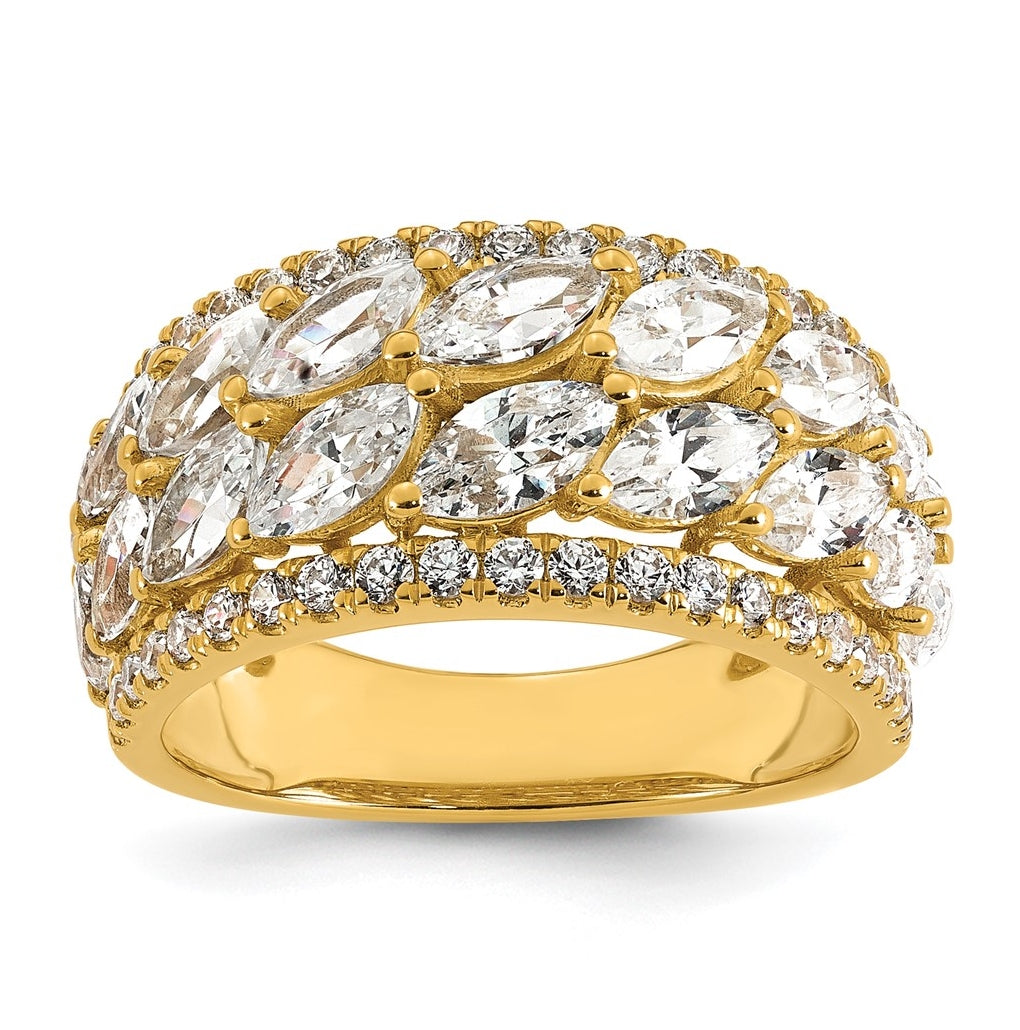 14k Yellow Gold 3 1/4 carat Lab Grown Diamond VS+ F+ Complete Fashion Ring