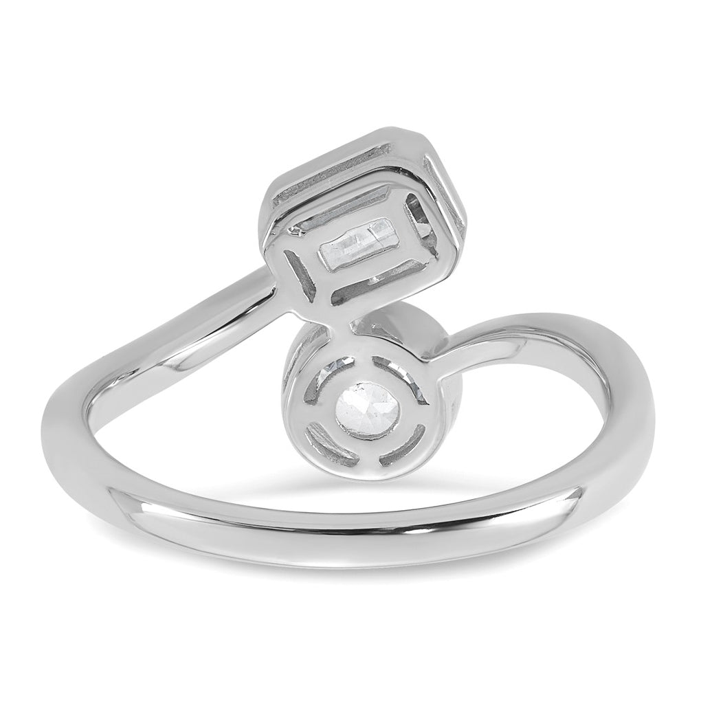 14k White Gold 1 carat Lab Grown Diamond VS+ F+ Complete Two Stone Bezel Set Fashion Ring