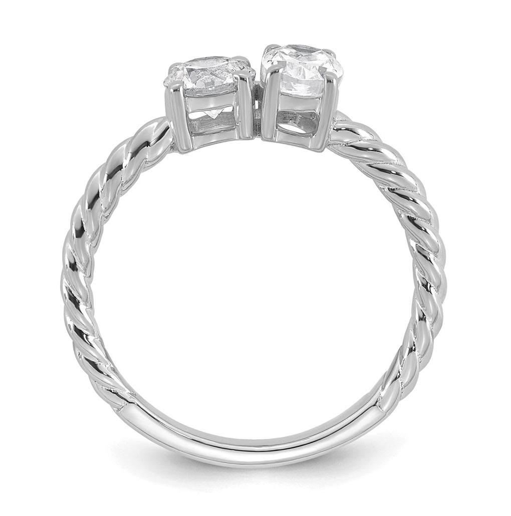14k White Gold 1 carat Lab Grown Diamond VS+ F+ Complete Two Stone Fashion Ring