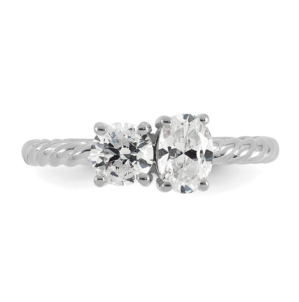 14k White Gold 1 carat Lab Grown Diamond VS+ F+ Complete Two Stone Fashion Ring