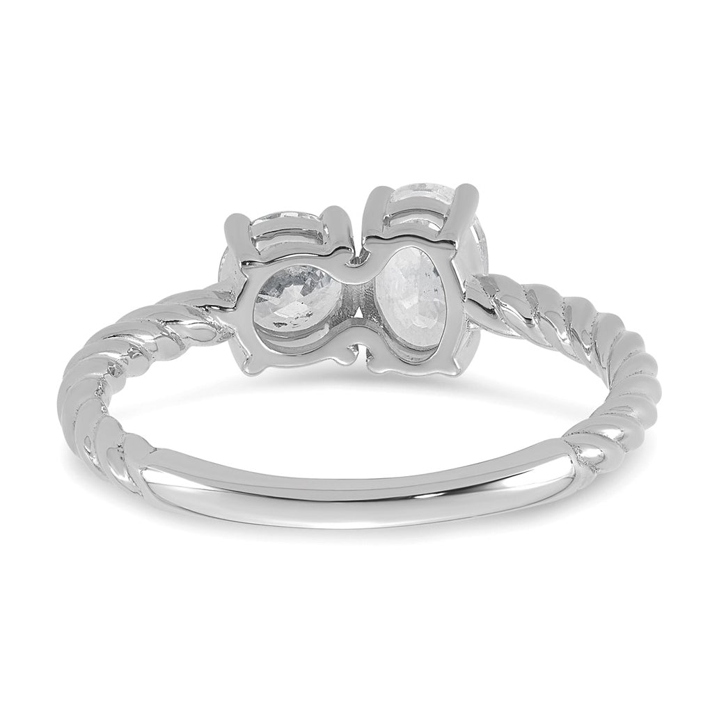 14k White Gold 1 carat Lab Grown Diamond VS+ F+ Complete Two Stone Fashion Ring
