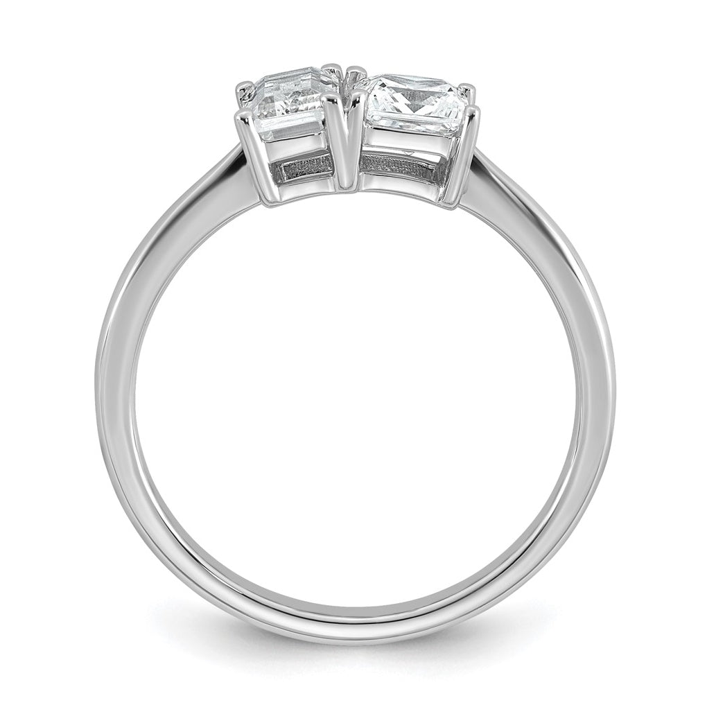 14k White Gold 1 carat Lab Grown Diamond VS+ F+ Complete Two Stone Fashion Ring