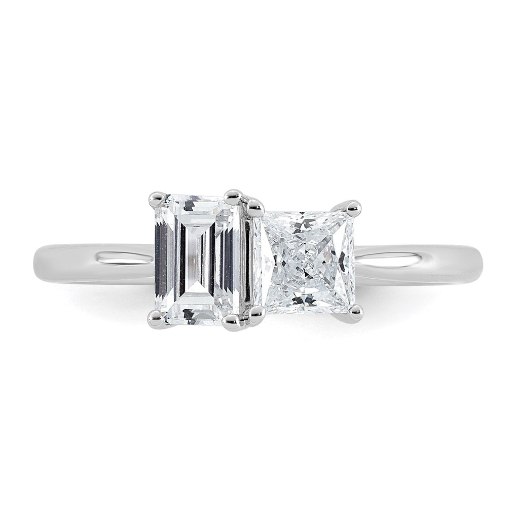 14k White Gold 1 carat Lab Grown Diamond VS+ F+ Complete Two Stone Fashion Ring