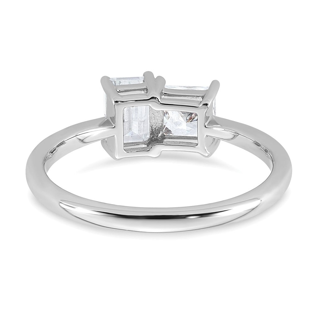 14k White Gold 1 carat Lab Grown Diamond VS+ F+ Complete Two Stone Fashion Ring